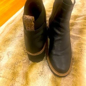 New worn twice Black leather booties